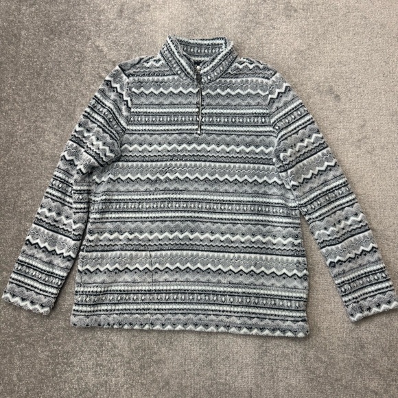 Chico's Jackets & Blazers - Chico’s Jacket Womens Size 1 (Medium) Light Blue Striped Soft Fuzzy Cozy Fleece
